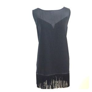 Sleeveless sheer paneled top / dress w/ fringe hem